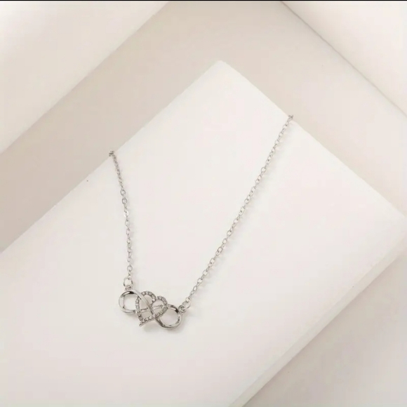 Infinity Heart Rhinestone Necklace - Picture 3 of 5